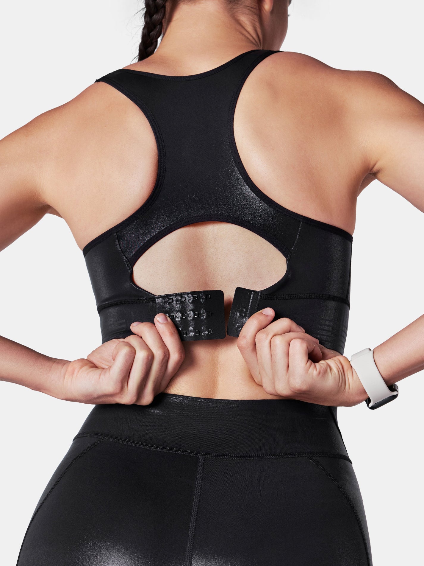 Body Sculpt Glossy Leather Sports Bra | Mova Studio