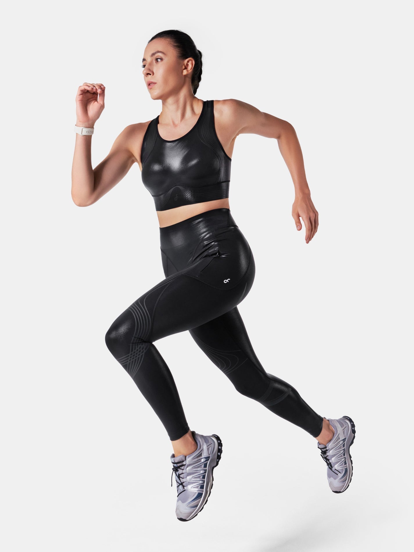 Body Sculpt Glossy Leather Sports Bra | Mova Studio