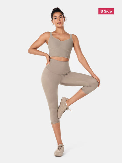 PowerBand Resistance Capri Leggings (Reversible Wear) | Mova Studio